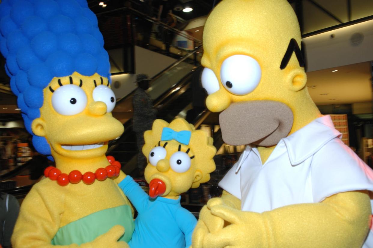 Costumed Characters From "The Simpsons" Stop By Virgin Megastore