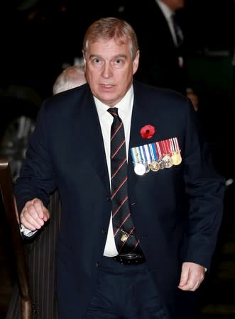 FILE PHOTO: Prince Andrew, Duke of York arrives at the Royal Albert Hall during the Annual Festival of Remembrance in London
