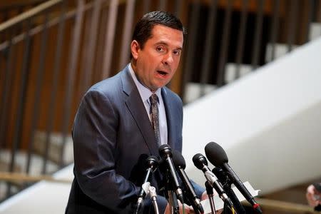 House Permanent Select Committee on Intelligence Chairman Devin Nunes speaks to the media about President Trump's allegation that his campaign was the target of wiretaps. REUTERS/Aaron P. Bernstein