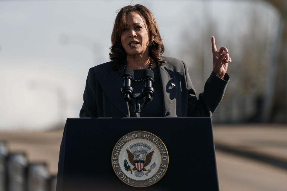 US  Vice President Kamala Harris during her speech on Sunday (Getty Images)