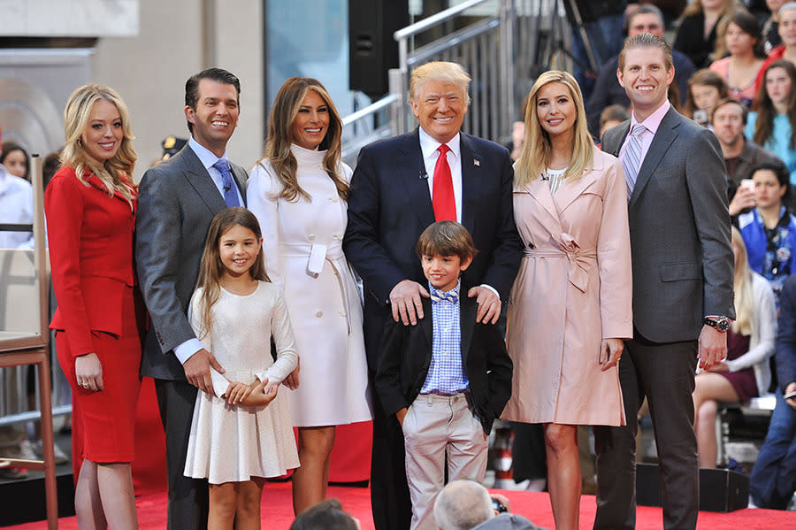 Members of the Trump family at a rally in New York on April 21, 2016