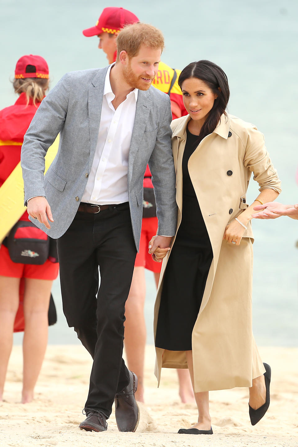 Meghan Markle in a black Club Monaco dress