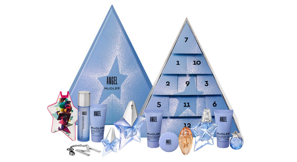 <p>New for Christmas 2018, the Mugler Angel advent calendar is a must for fans of the brand. The 12-door gift set feautures the label’s famous eau de parfum, lotion, hair mist and a key chain. Available nationwide <a rel="nofollow noopener" href="https://www.johnlewis.com/mugler-angel-advent-calendar/p3787515?sku=237660294&s_kwcid=2dx0&tmad=c&tmcampid=2&gclid=Cj0KCQjwjbveBRDVARIsAKxH7vkK9netHg4quSpPgfiWdxB0kQUe0j1aMJy2KrbK9dpiRab1Zw5qzYUaAtxrEALw_wcB" target="_blank" data-ylk="slk:now;elm:context_link;itc:0;sec:content-canvas" class="link ">now</a>. </p>