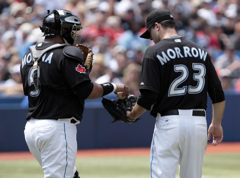 Brandon Morrow’s final line on Aug. 8, 2010: Nine innings, one hit, two walks, 17 strikeouts, 137 pitches, 97 strikes. (Photo by Abelimages/Getty Images)