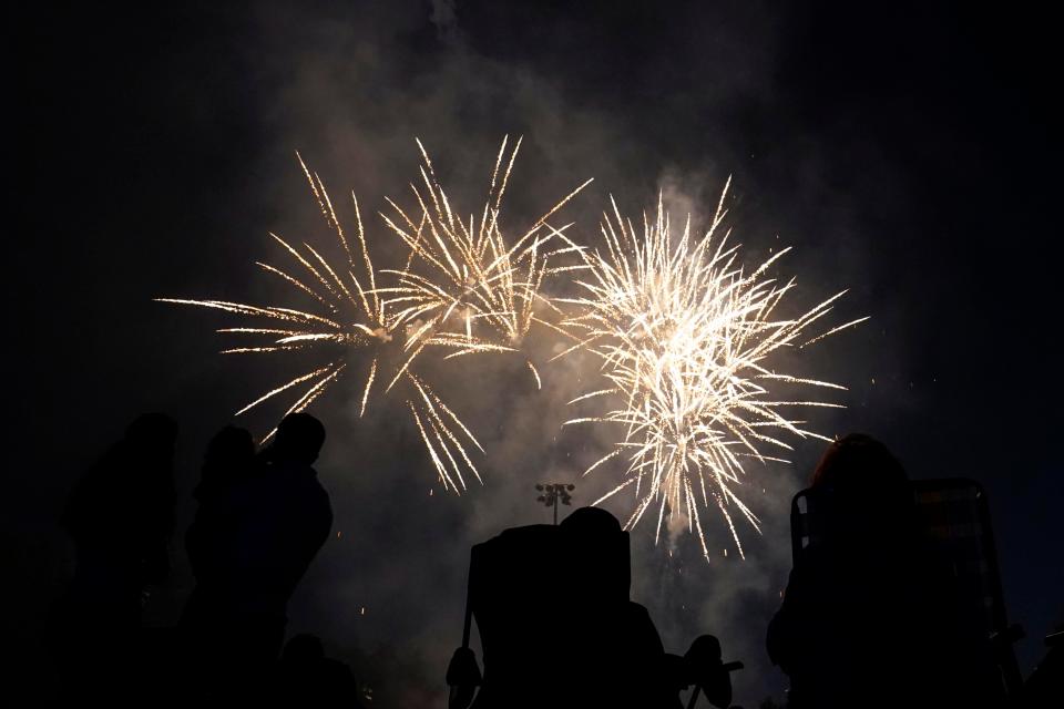 Thousands watch the Fourth of July fireworks at the Cliff Gennarelli-Paramus Sports-Plex on Sunday, July 4, 2021, in Paramus.