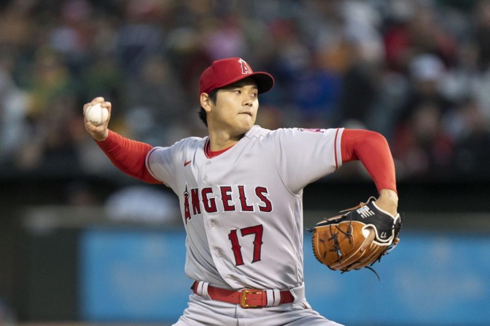 天使二刀流球星大谷翔平主投6局狂飆10K無失分，可惜無緣勝投。（路透）