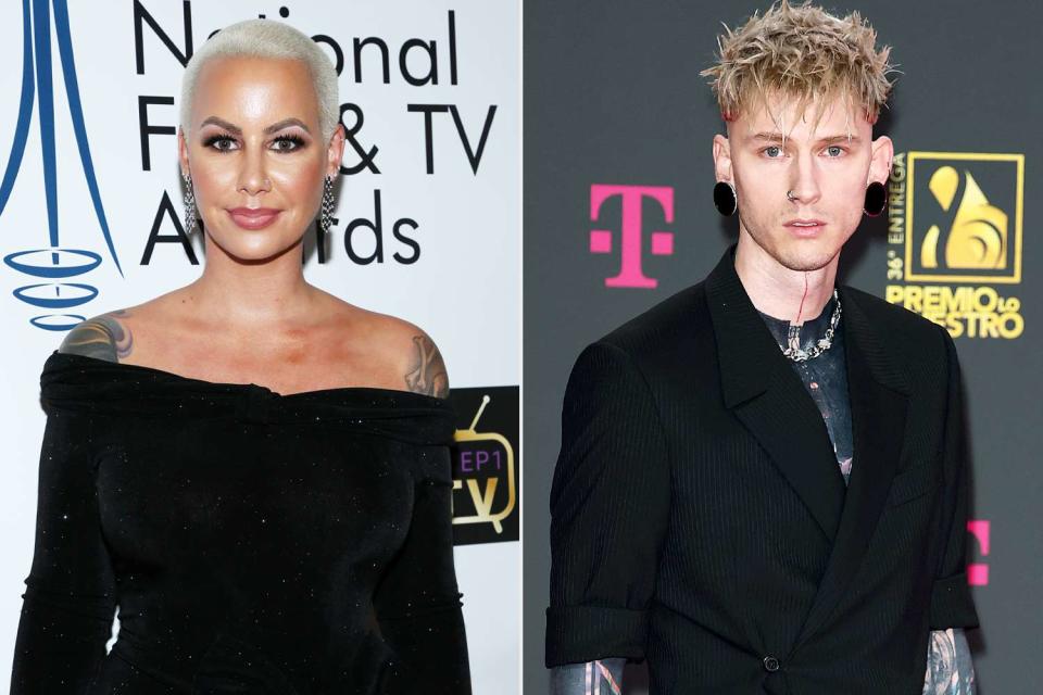 <p>Phillip Faraone/Getty; Romain Maurice/Getty</p> Amber Rose; Machine Gun Kelly