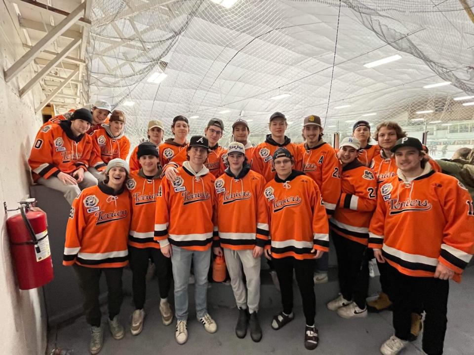 The Yorkton Terriers play in the Saskatchewan Junior Hockey League. The team says it is at risk of not being able to finish the season due to financial issues. (Submitted by Corvyn Neufeld - image credit)