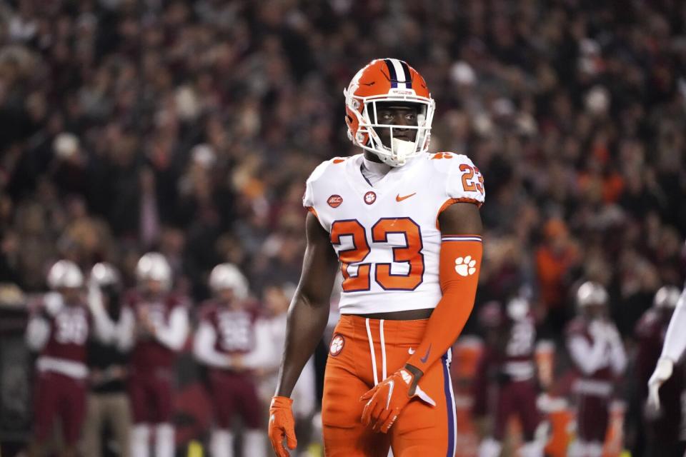 Clemson cornerback Andrew Booth Jr. surveys the field against South Carolina in November.