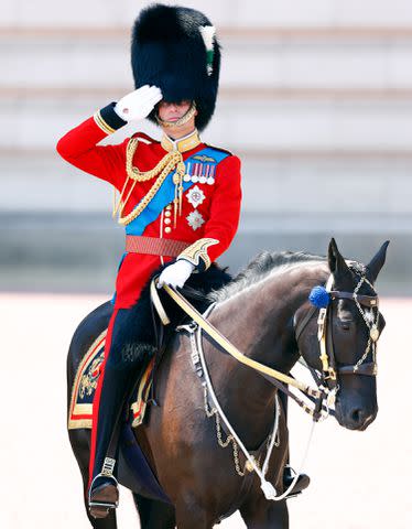 <p>Max Mumby/Indigo/Getty Images</p> Prince William appears at The Colonel's Review before Trooping the Colour on June 10, 2023