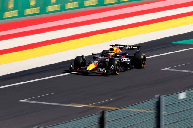 Red Bull driver Max Verstappen of the Netherlands steers his car during the Belgian Grand Prix