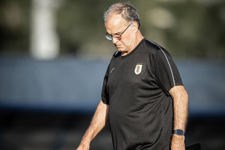 Marcelo Bielsa, durante el último entrenamiento de Uruguay en los Estados Unidos