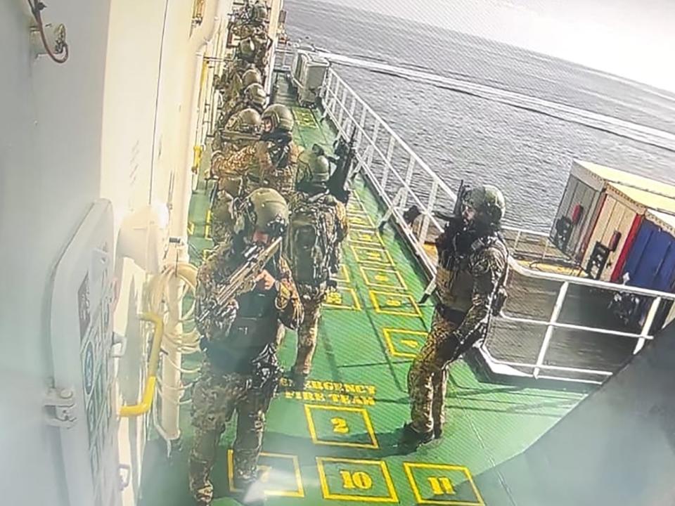 Italian special forces on board the Galata Seways cargo ship on June 9, 2023.