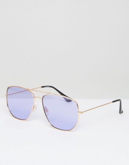 Square Aviator Glasses in Lilac Lens