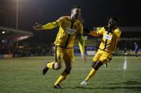Britain Football Soccer - AFC Wimbledon v Sutton United - FA Cup Third Round Replay - The Cherry Red Records Stadium - 17/1/17 Sutton's Dan Fitchett celebrates scoring their third goal Action Images via Reuters / Peter Cziborra Livepic