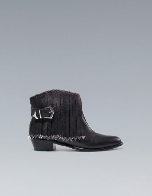 Fringed Flat Ankle Boot