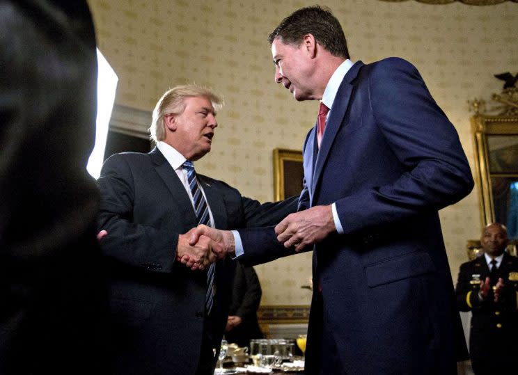 Not happy: Comey had hoped a simple handshake would be sufficient (Rex) 