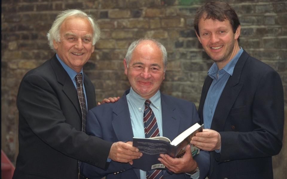 John Thaw, Colin Dexter and Kevin Wheatley at a book signing in London - Credit: Stephen Lock