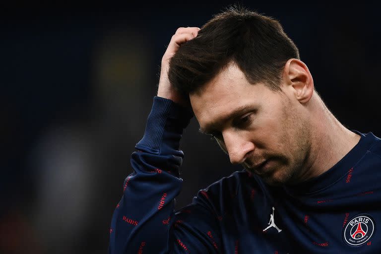 Retrato de Lionel Messi antes del partido entre el Paris Saint-Germain y el LOSC Lille