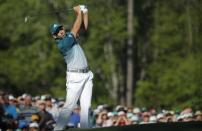 Sergio Garcia of Spain hits off the 12th tee in final round play during the 2017 Masters golf tournament at Augusta National Golf Club in Augusta, Georgia, U.S., April 9, 2017. REUTERS/Mike Segar