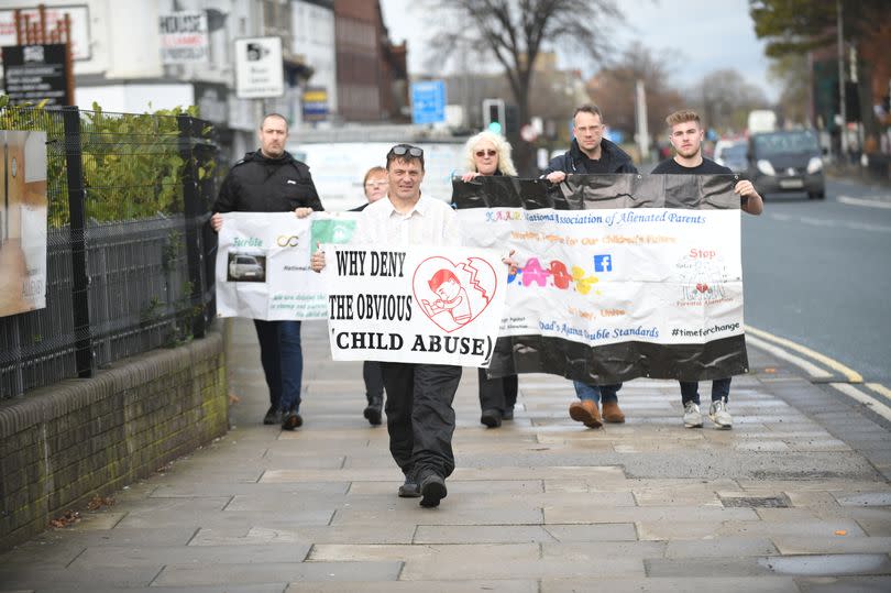 The groups set off from Beverley Road and marched through Hull city centre before gathering outside Hull Crown Court