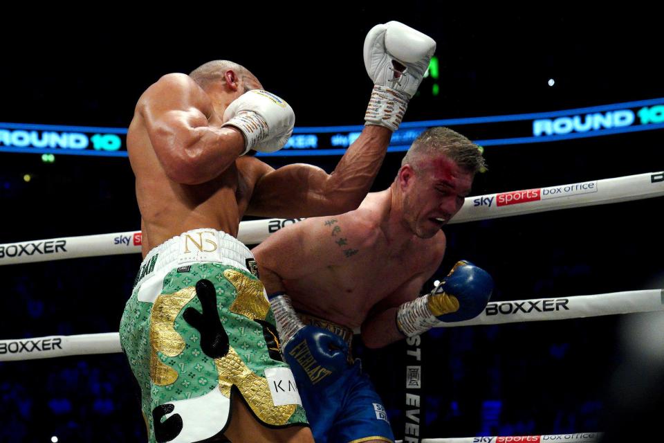 Eubank Jr moments before referee Kevin Parker waved off the bout (PA)