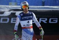 Alpine Skiing - FIS Alpine Skiing World Championships - Men's Alpine Combined Downhill - St. Moritz, Switzerland - 13/2/17 - Carlo Janka of Switzerland reacts at the finish line of the downhill part of the Alpine Combined. REUTERS/Denis Balibouse