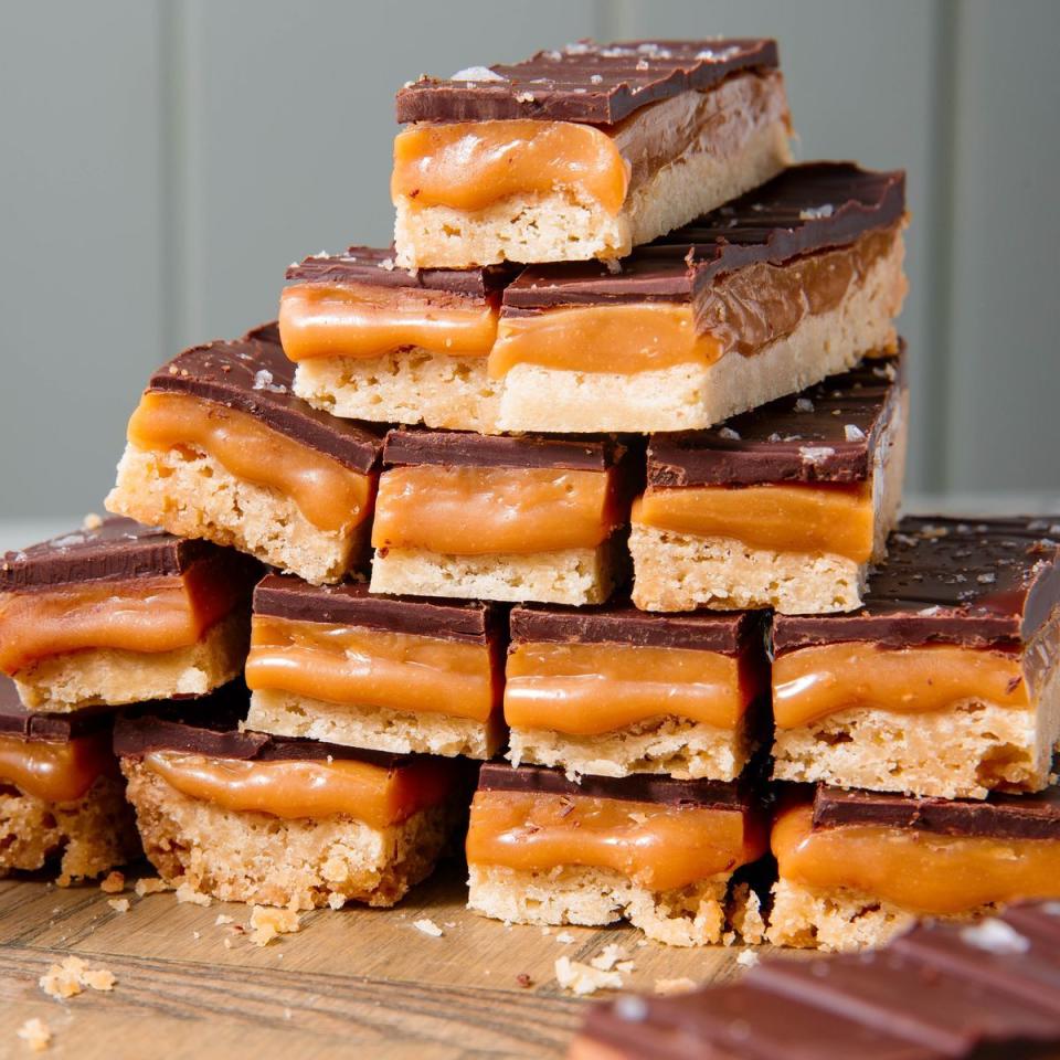 <p>We'll take these over-the-top layered shortbread bars over a pot of gold any day. </p><p>Get the <strong><a href="https://www.delish.com/cooking/a25781497/millionaire-shortbread-recipe/" rel="nofollow noopener" target="_blank" data-ylk="slk:Millionaire Shortbread recipe;elm:context_link;itc:0;sec:content-canvas" class="link ">Millionaire Shortbread recipe </a></strong>from Delish. </p>