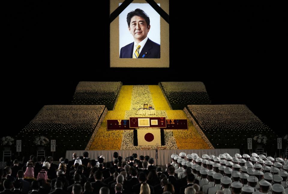 日本前首相安倍晉三國葬27日舉行。（AFP）