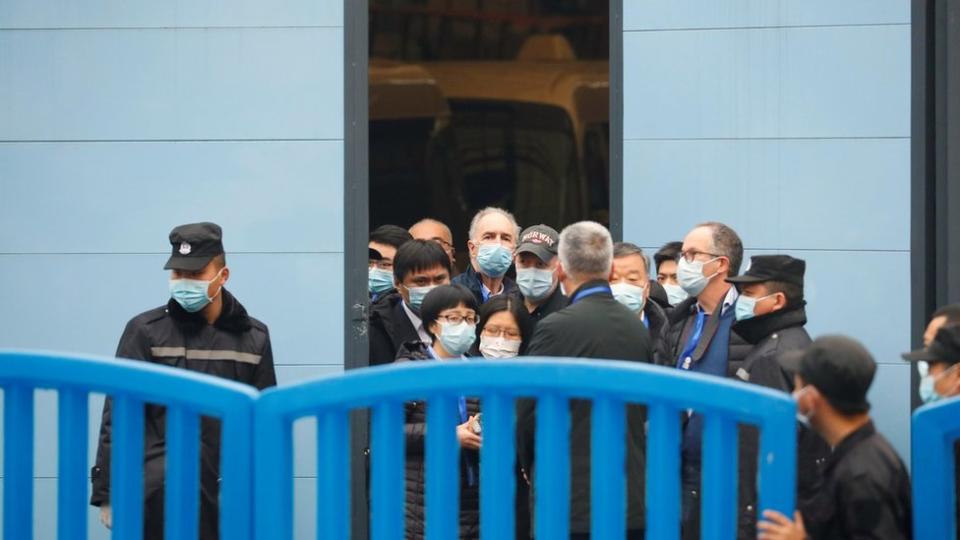 Members of the World Health Organization (WHO) team tasked with investigating the origins of the coronavirus disease (COVID-19) visit Huanan seafood market in Wuhan, Hubei province, China January 31, 2021.