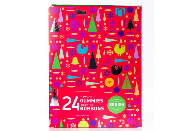 Squish 24 Days of Gummies: Don’t want to miss out on your daily hit of sugar? This calendar features 24 fresh gummy candies in flavours like black cherry and mulled wine. $29, squishcandies.com