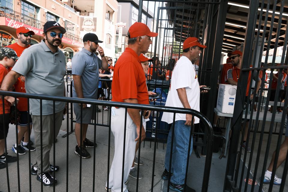 Residents of St Louis, Missouri, queue to enter Cardinals game on August 3 (Getty Images)