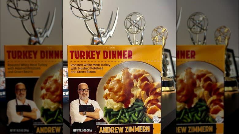 Andrew Zimmern's turkey dinner meal on the shelf