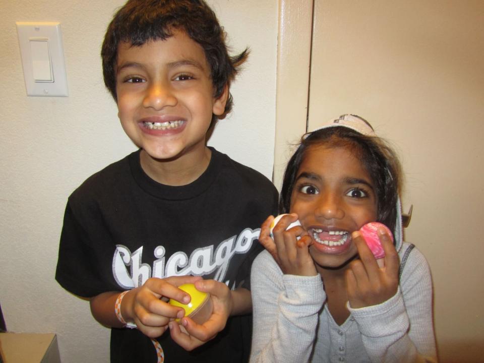 Wright's kids cheese it up for the camera. (Photo: Courtesy of Joy Wright)