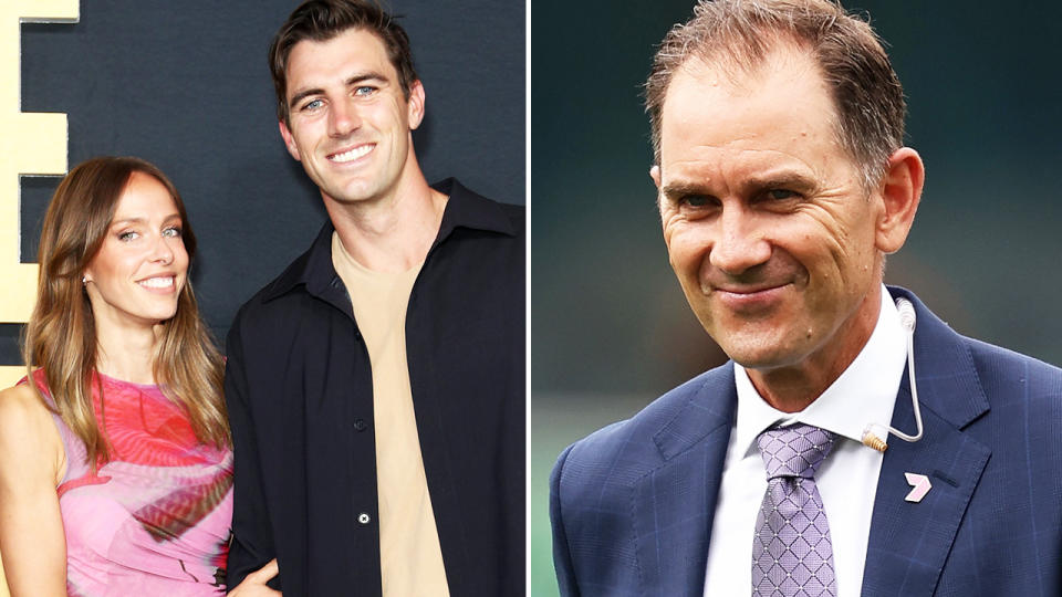 Justin Langer, pictured here alongside Pat Cummins and his wife.