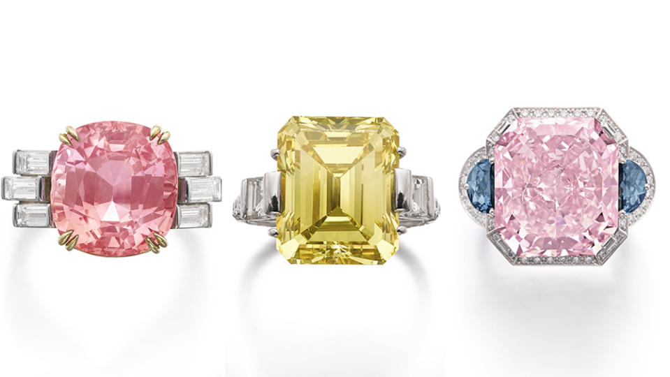 Three colorful jewels sold at Sotheby's Magnificent Jewels and Noble Jewels auction in Geneva