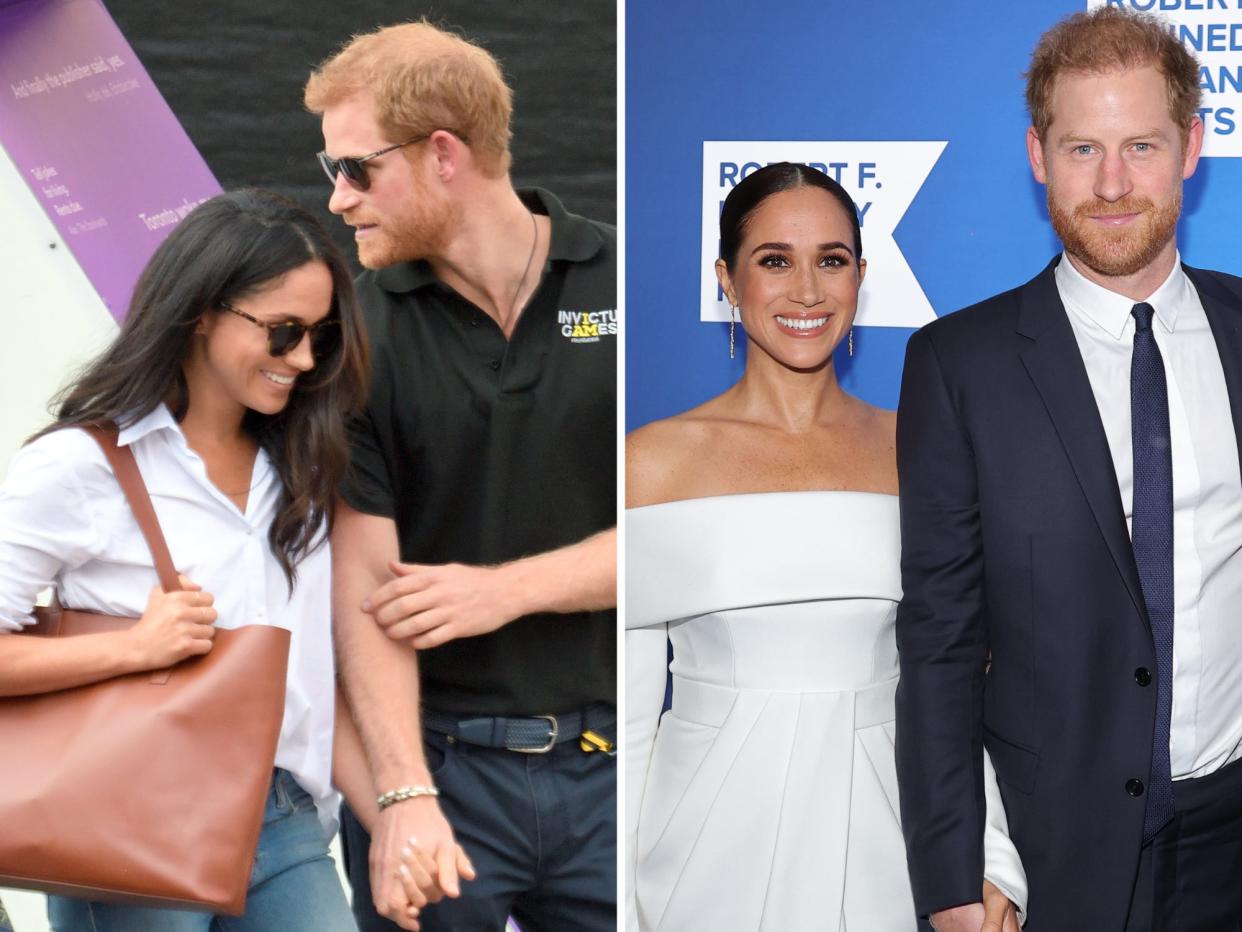 meghan markle and prince harry in 2017 and in 2022