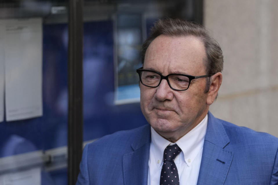 El actor Kevin Spacey, a su llegada a Old Bailey, en Londres, el 14 de julio de 2022. (AP Foto/Frank Augstein)