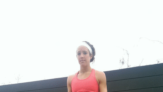gif showing Maureen Key demonstrating how to do a dumbbell lateral lunge exercise