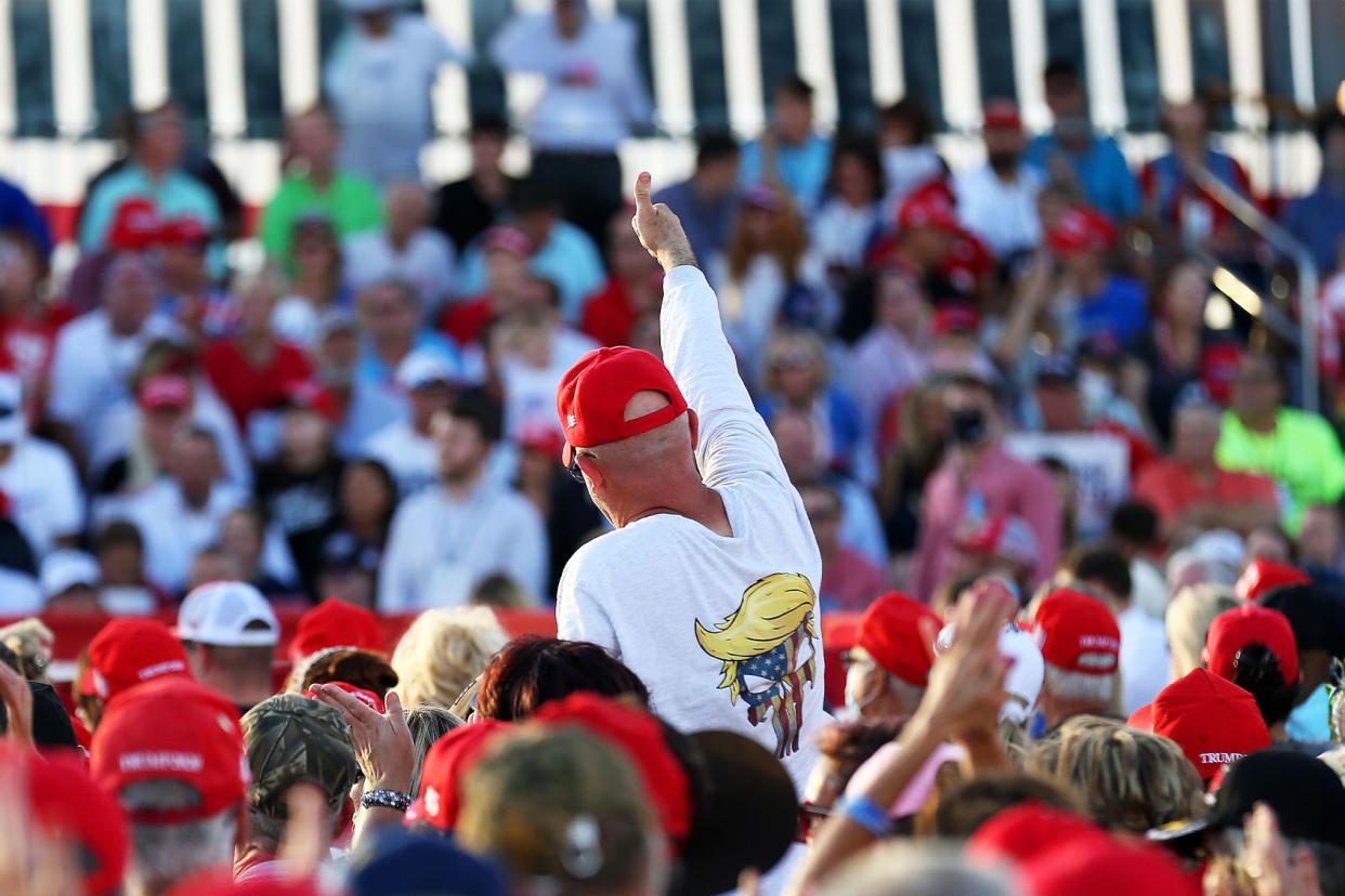 supporter cheers during a rally for President Donald Trump Jonathan Bachman/Getty Images