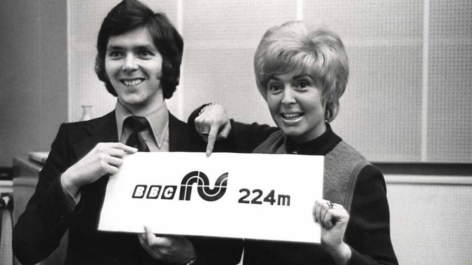 George Hamilton and Gloria Hunniford at the launch of BBC Radio Ulster, 1975.