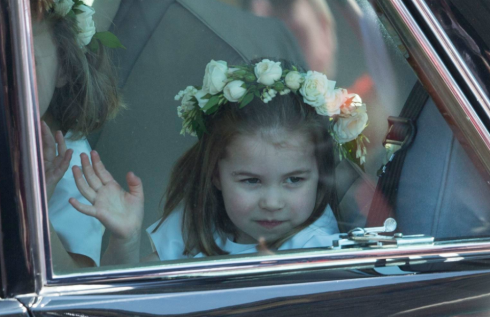 princess charlotte waving, royal wedding
