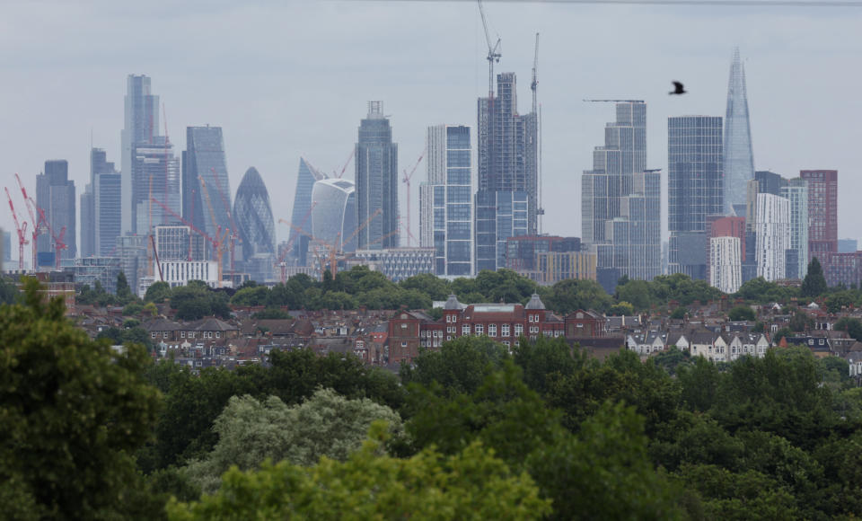 General view of the skyline of London from Wimbledon, UK