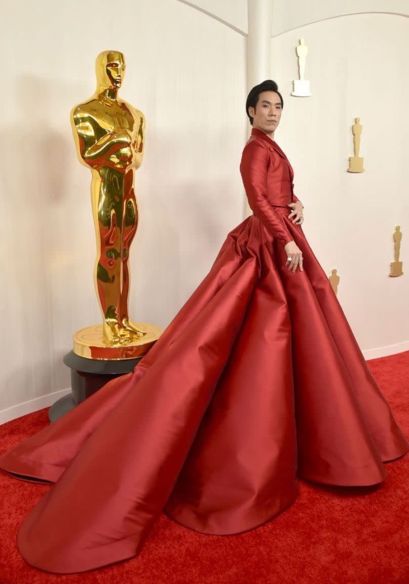 Eugene Lee Yang arrives at the Oscars on Sunday, March 10, 2024, at the Dolby Theatre in Los Angeles