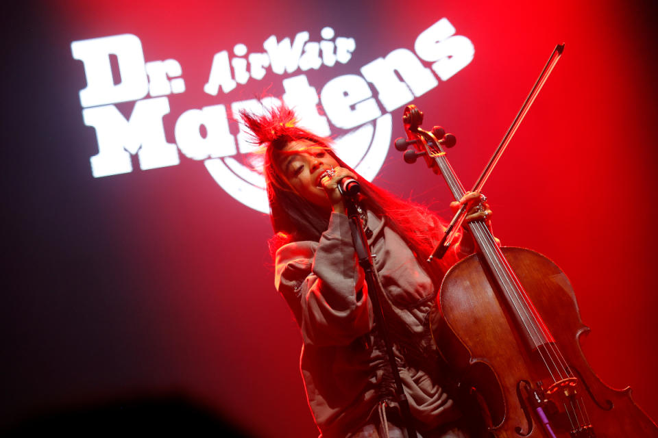 NEW YORK, NEW YORK - OCTOBER 12: Kelsey Lu performs onstage during Dr. Martens Made Strong NYC at Greenpoint Terminal on October 12, 2023 in New York City. (Photo by Jemal Countess/Getty Images for Dr. Martens)