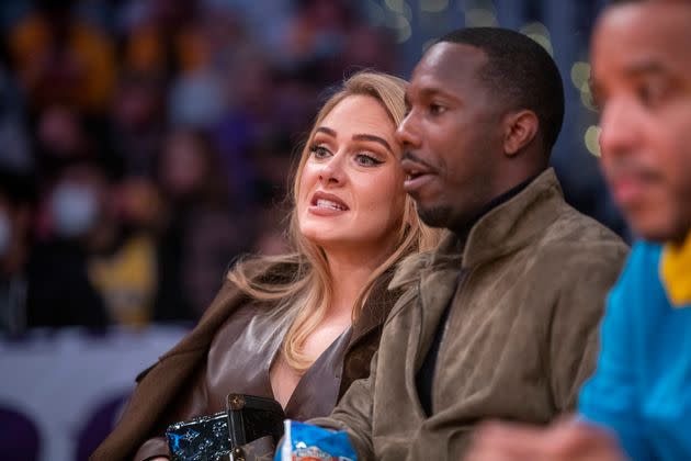 Adele and sports agent Rich Paul pictured at a basketball game last year (Photo: Allen J. Schaben via Getty Images)