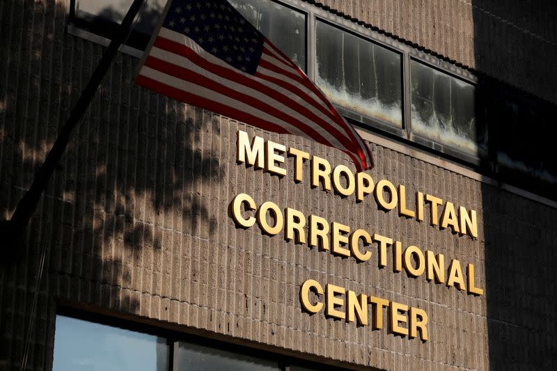 FILE PHOTO: Signage is seen outside the Metropolitan Correctional Center in Manhattan, New York City