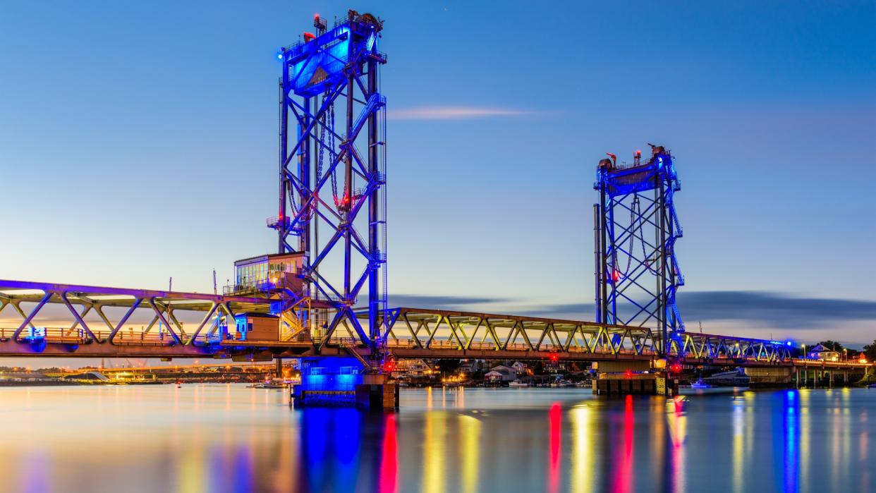 Portsmouth, New Hampshire, USA at Memorial Bridge on the  Piscataqua River.