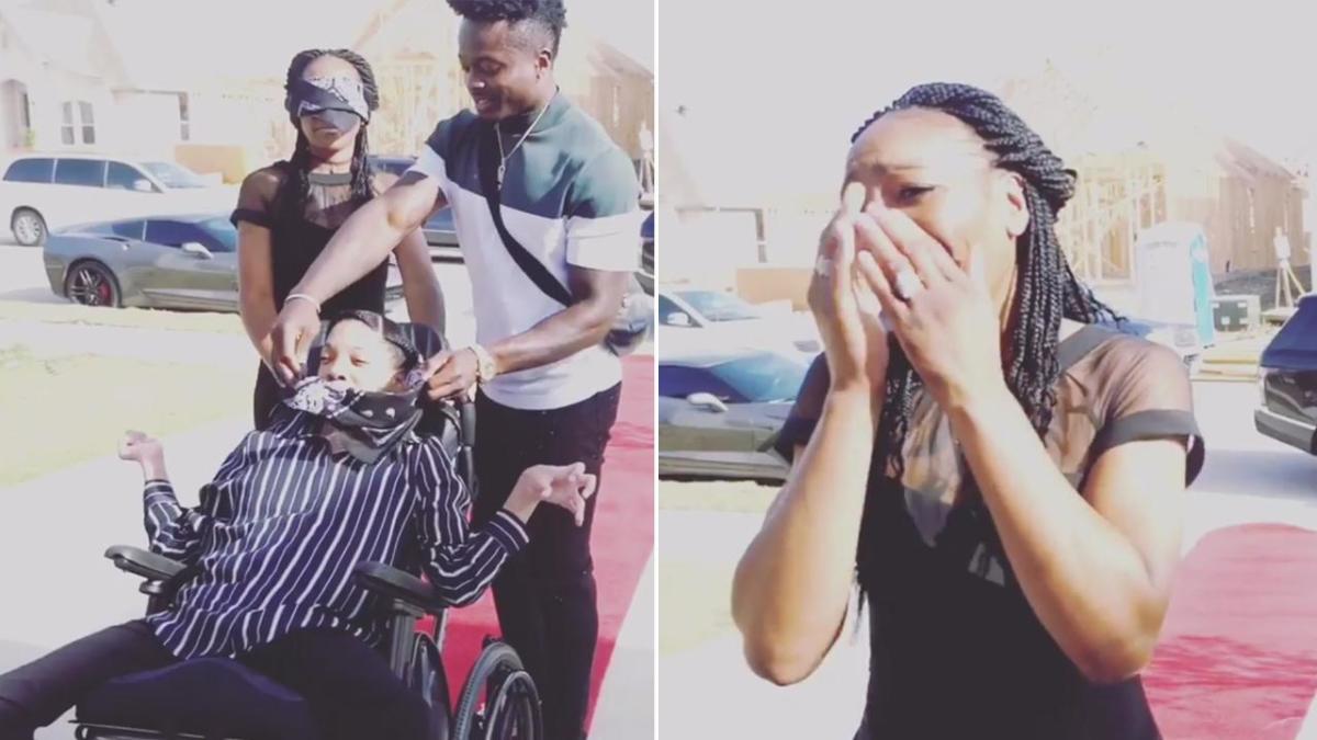 Watch: 49ers' Marquise Goodwin's emotional gift for mom, disabled sister