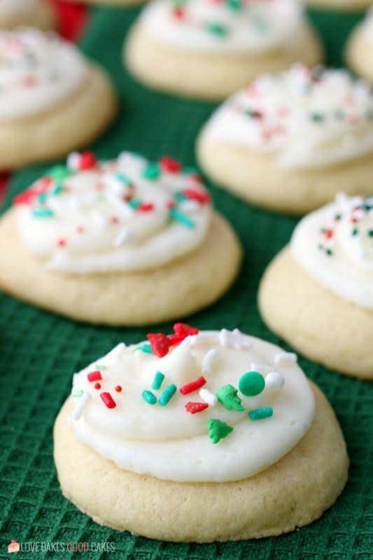 <p>Love Bakes Good Cakes</p><p>Soft sugar cookies are perfect for the holiday season, birthdays, or any time you want a sweet treat!</p><p><strong>Get the recipe: <a href="https://www.lovebakesgoodcakes.com/perfect-sugar-cookies/" rel="nofollow noopener" target="_blank" data-ylk="slk:Perfect Sugar Cookies;elm:context_link;itc:0;sec:content-canvas" class="link rapid-noclick-resp"><em>Perfect Sugar Cookies</em></a></strong></p>